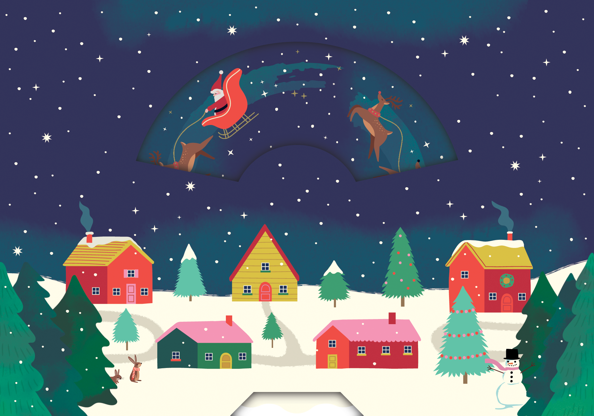 Santa Sleigh And Reindeer Christmas Card Spinning Wheel